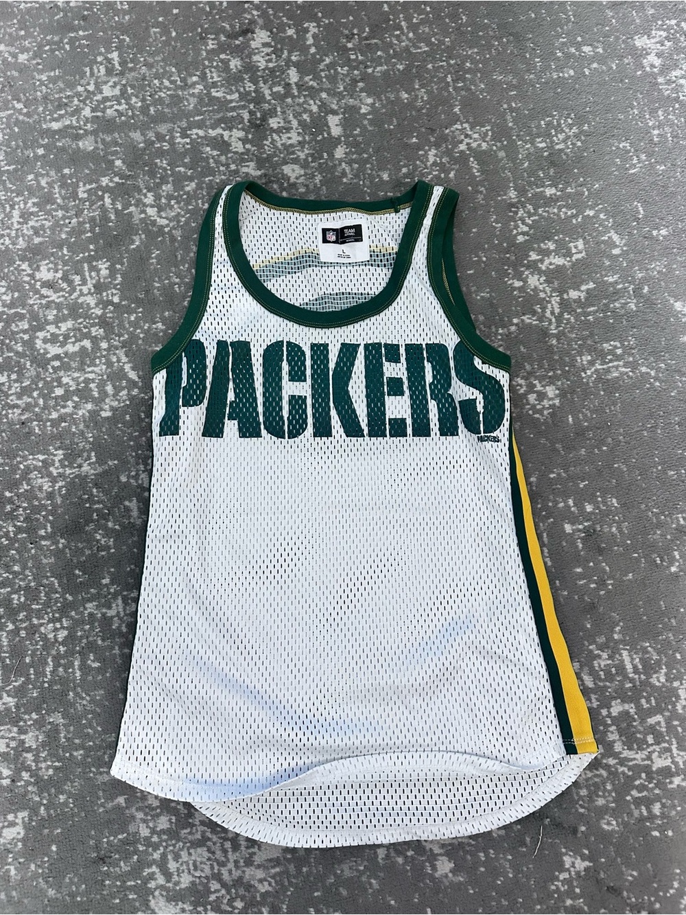 Green & White 'Packers' Mesh Tank Top - Size M